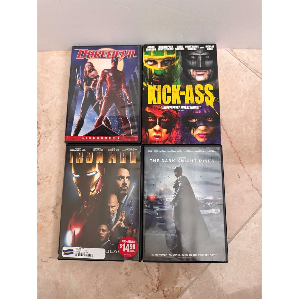 Superhero Movies DVD Bundle Daredevil‎ Kick-Ass Iron Man Dark Knight Rises